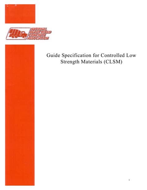 Guide Specification for Controlled Low Strength Materials (CLSM)